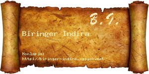 Biringer Indira névjegykártya